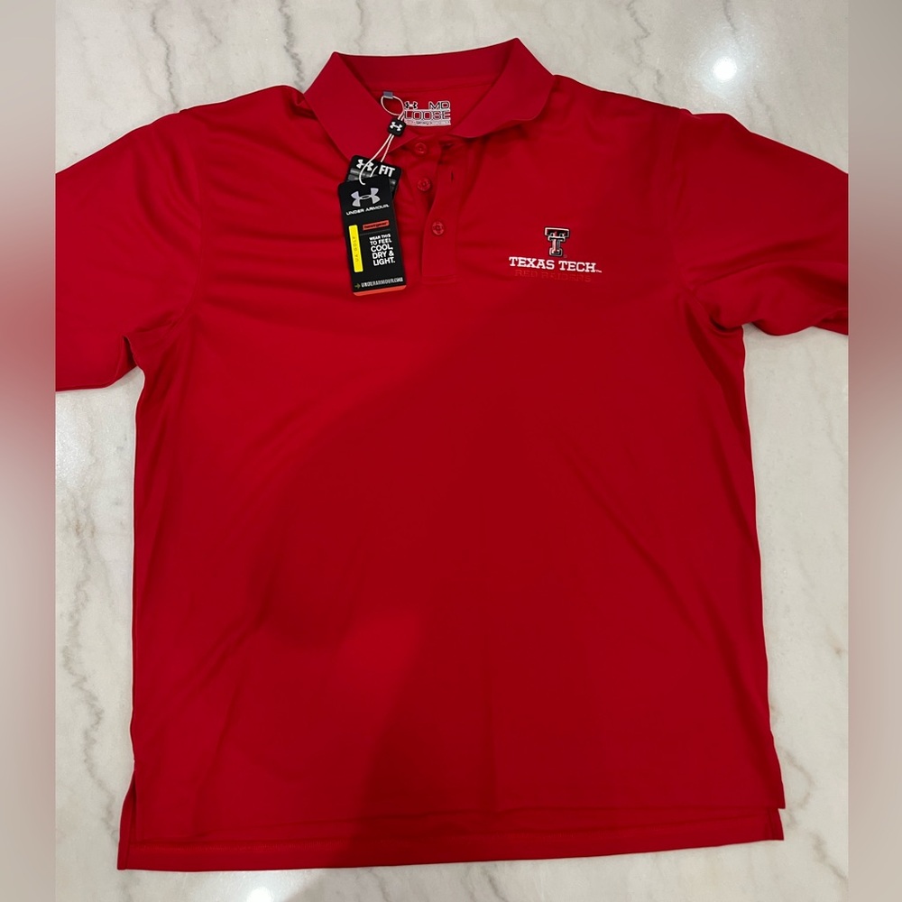 Under Armour Red Texas Tech Polo Men’s Medium - NWT